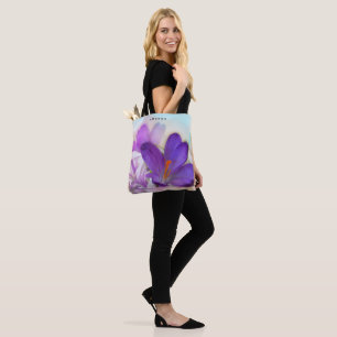 Bolso De Tela Foto de un crocus de Primavera Púrpura de Bonito