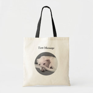 Bolso De Tela Foto de un tímido perro blanco escondido detrás de