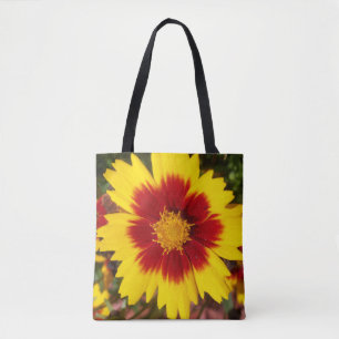 Bolso De Tela Foto de una flor Coreopsis amarilla y roja en un