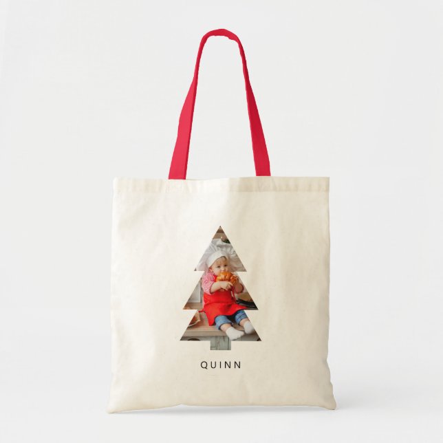 Bolso De Tela Foto del árbol de Navidad (Frente)