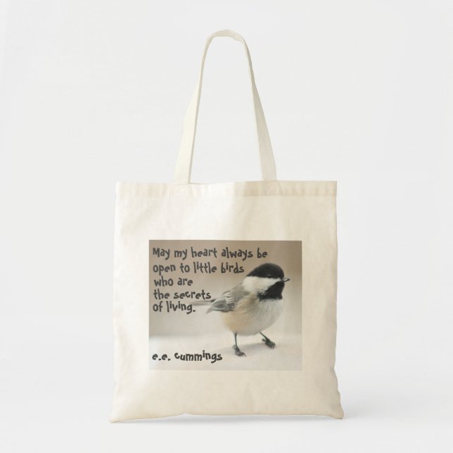 Bolso De Tela Foto del Chickadee con cita (Frente)