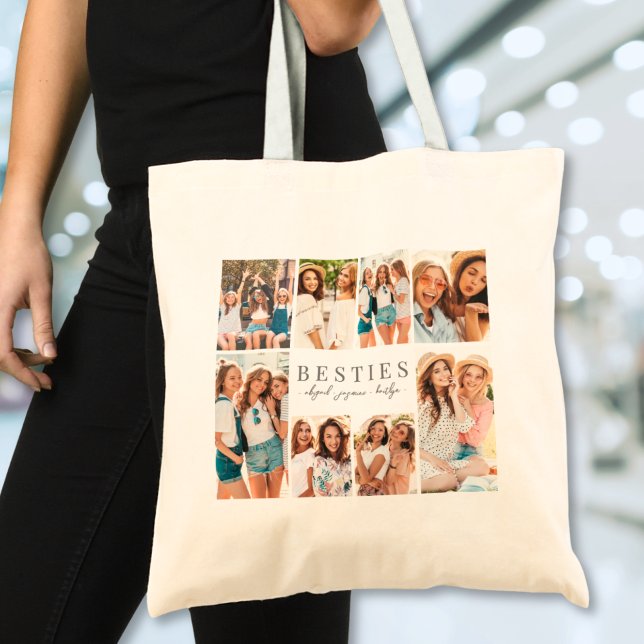 Bolso De Tela Foto del Collage BFF elegante de los mejores amigo (Best Friends Elegant BFF Collage Photo Tote Bag)