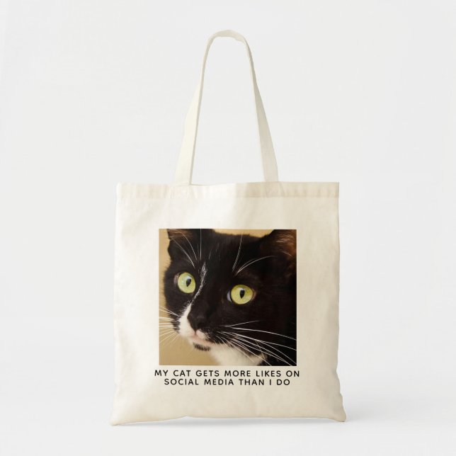 Bolso De Tela Foto divertida de gato personalizada (Frente)