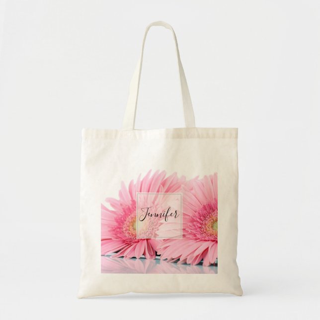 Bolso De Tela Foto Elegante de Gerbera Rosa Daisies (Frente)