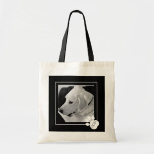 Bolso De Tela Foto en blanco y negro de Cute Dog Mom Paw