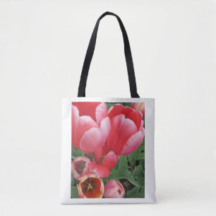Bolso De Tela foto en negrita de las flores de tulipán rosa