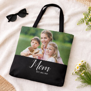 Bolso De Tela Foto en negro de guion establecido de mamá 