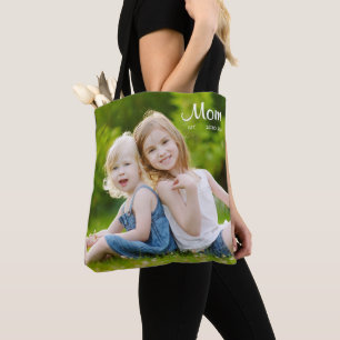 Bolso De Tela Foto en negro de guión establecido de mamá