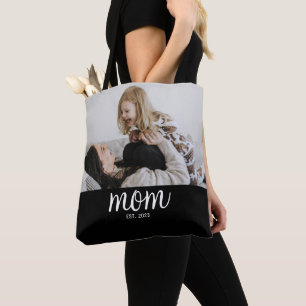 Bolso De Tela Foto en negro de guión establecido por mamá