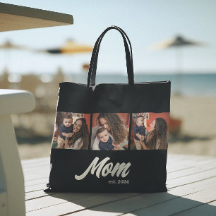 Bolso De Tela Foto en negro de guion establecido por mamá