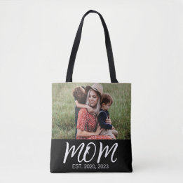 Bolso De Tela Foto en negro de guion establecido por mamá