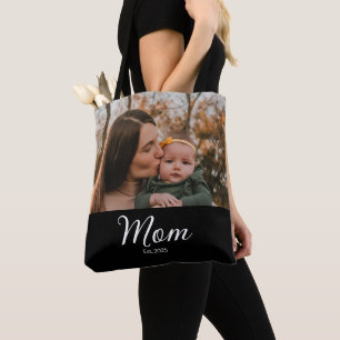 Bolso De Tela Foto en negro de guión establecido por mamá