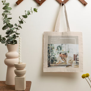 Bolso De Tela Foto familiar moderna   Joyful Merry Blessed