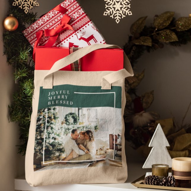 Bolso De Tela Foto familiar moderna | Joyful Merry Blessed | Ver (Subido por el creador)