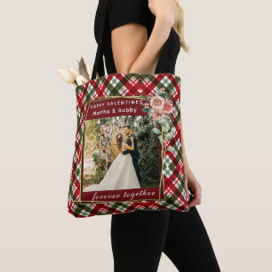 Bolso De Tela Foto moderna   Red & Green Plaid Happy Valentines