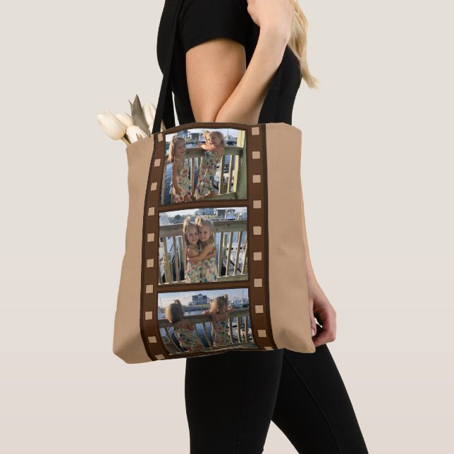 Bolso De Tela Foto personal Retro Cine Strip Tan Tote (Detalle)