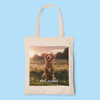 Bolso De Tela Foto personalizada con el nombre de tu perro