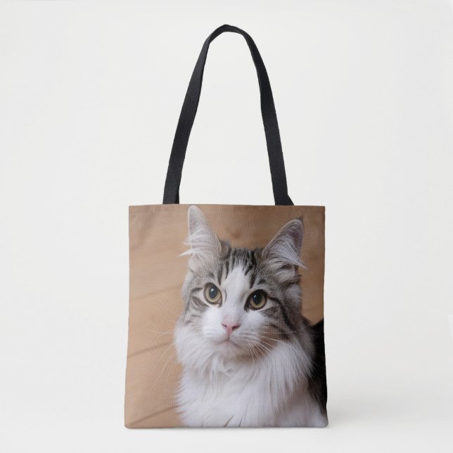 Bolso De Tela Foto personalizada de amante de gatos  (Anverso)
