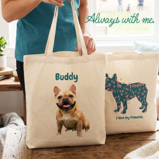 Bolso De Tela Foto personalizada de Bulldog Francés Amo a mi Fre