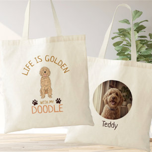 Bolso De Tela Foto Personalizada de Golden Doodle La Vida es Dor