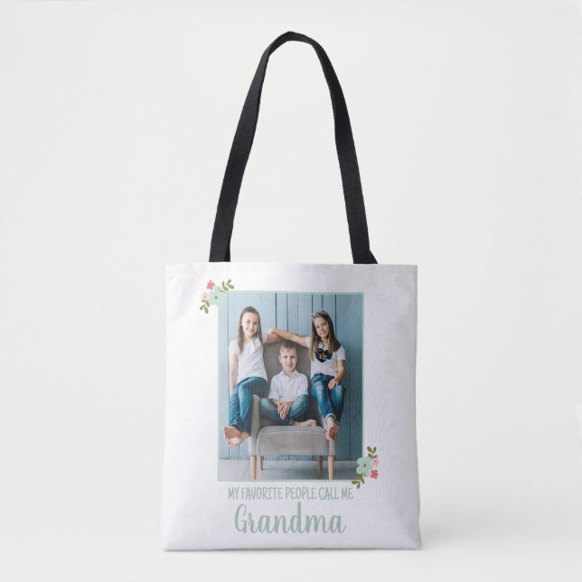 Bolso De Tela Foto personalizada de la abuela (Anverso)