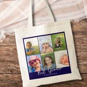Bolso De Tela Foto personalizada de la mejor abuela azul