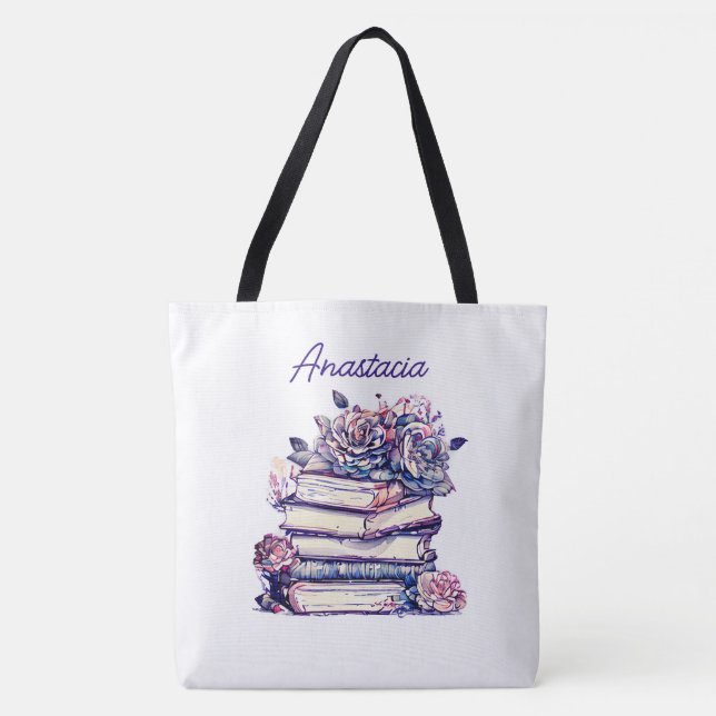 Bolso De Tela Foto personalizada de libros antiguos Rosas de la  (Anverso)