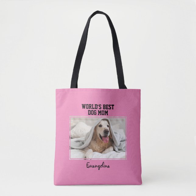 Bolso De Tela Foto personalizada Girly Worlds Mejor Perro Mamá (Anverso)
