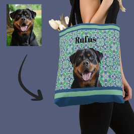 Bolso De Tela Foto Personalizada Mascota Perro Patrón Mandala Ve