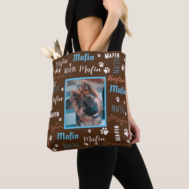 Bolso De Tela Foto personalizada moderna con nombres de perro az (Detalle)