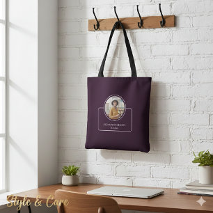 Bolso De Tela Foto personalizada y nombre con título púrpura osc
