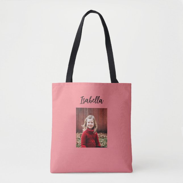 Bolso De Tela Foto personalizada y nombre del niño (Anverso)