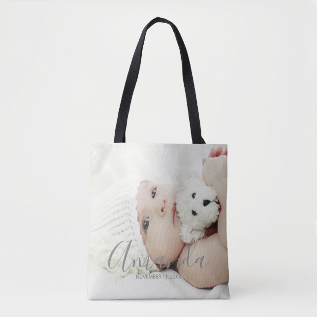Bolso De Tela Foto personalizado con nombre y texto personalizad (Anverso)