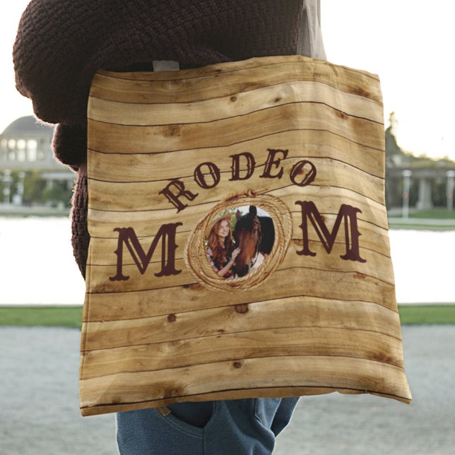 Bolso De Tela Foto Rustic Wood Western Rodeo Mom (Subido por el creador)