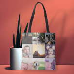Bolso De Tela Foto única personalizada de collage de fotos 9<br><div class="desc">Bolsa de collage de fotos exclusiva personalizada 9 Photo de Ricaso</div>