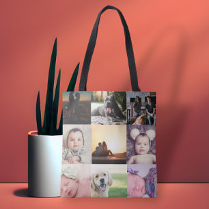 Bolso De Tela Foto única personalizada de collage de fotos 9