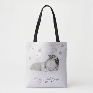 Bolso De Tela Foto y caligrafía de Navidades personalizados