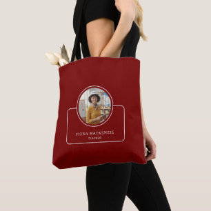 Bolso De Tela Foto y nombre personalizados con título Rojo Profu