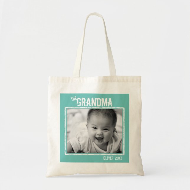 Bolso De Tela Foto y nombre personalizados de la abuela (Frente)