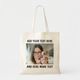 Bolso De Tela Foto y texto personalizados o nombre