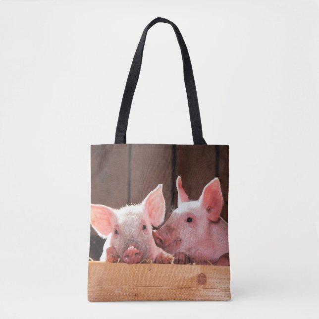 Bolso De Tela Fotografía animal de lechones rosados (Anverso)