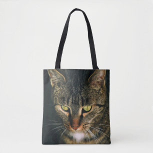 BOLSO DE TELA FOTOGRAFÍA CERRADA DEL GATO DE TABBY GRIS