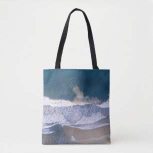 BOLSO DE TELA FOTOGRAFÍA DE ALTO ÁNGULO DE LA PLAYA