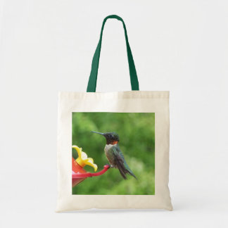 Bolso De Tela Fotografía de aves de colibrí de garganta rubí