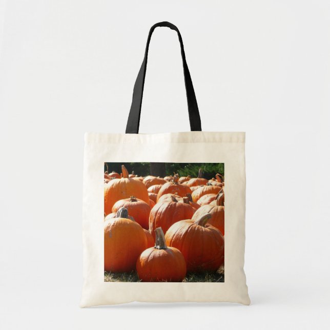 Bolso De Tela Fotografía de calabazas para Caída, Halloween o Dí (Frente)
