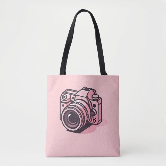 Bolso De Tela Fotografía de cámara réflex rosa de moda personali (Anverso)