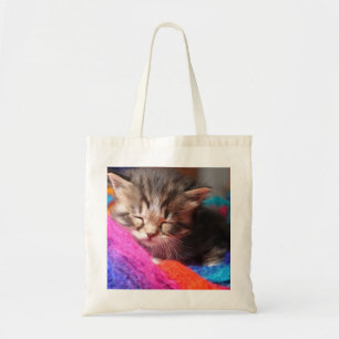 Bolso De Tela Fotografía de gatito recién nacido suave y somnoli
