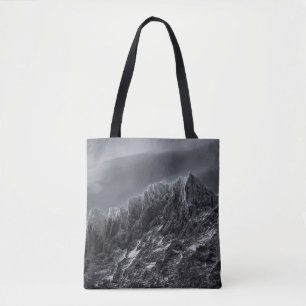 BOLSO DE TELA FOTOGRAFÍA DE GRAYSCALE DE MONTAÑA