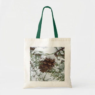 Bolso De Tela Fotografía de la naturaleza de la nieve de Pine Co