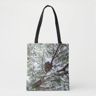 Bolso De Tela Fotografía de la naturaleza del invierno de Snowy